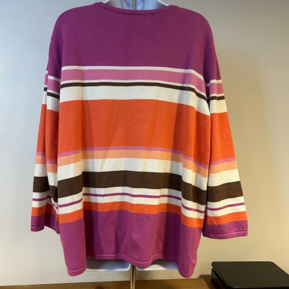 ALFRED DUNNNER Sz 2X Fall Colorway Jewel Neckline Artsy Mini Grommet 3/4 Sleeve - Picture 4 of 7